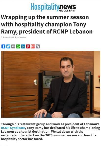 Wrapping up the summer season with hospitality champion Tony Ramy, president of SORCNP Lebanon